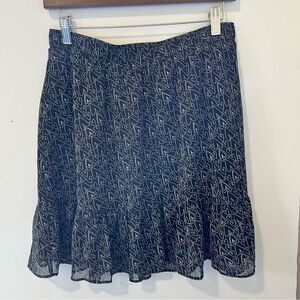 woman's LOFT Blue and White Bubble Mini Skirt with Ruffled Hem
